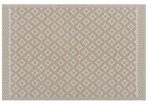 Tappeto da tappetino Beige Materiale Sintetico 120 x 180 cm Per Interni Esterni Motivo Geometrico Moderno Balcone Patio Beliani