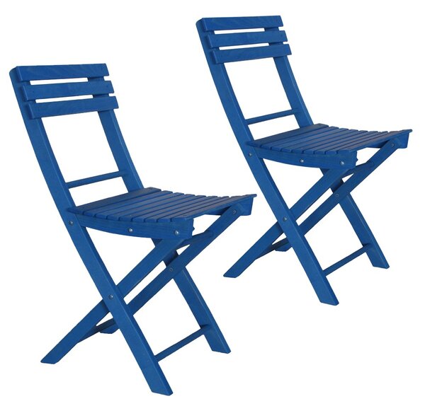 Set 2 Sedie Pieghevoli in Legno Basic Azzurro