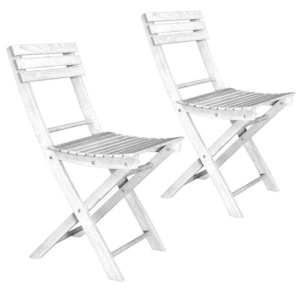 Set 2 Sedie Pieghevoli in Legno Basic Laccato Bianco