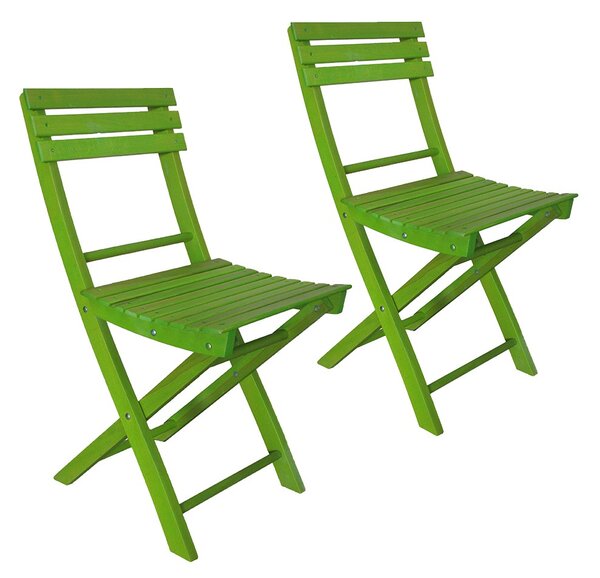 Set 2 Sedie Pieghevoli in Legno Basic Verde Acido