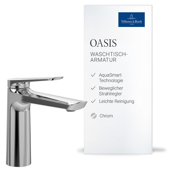 Miscelatore per lavabo Villeroy & Boch Oasis, altezza del beccuccio 114 mm – Cromo