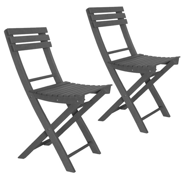 Set 2 Sedie Pieghevoli in Legno Basic Grigio Scuro