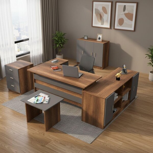 Nari - set da Ufficio, Marrone Noce, Modulabile