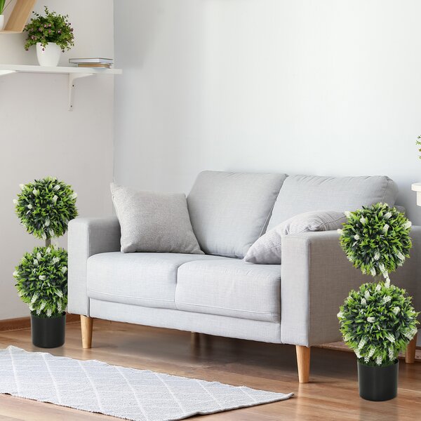 HOMCOM Set da 2 Piante Artificiali, Pianta artificiale resistente ai raggi UV in Vaso da Fiori, 70 cm Pianta da Interno per Soggiorno, Giardino | Aosom Italy