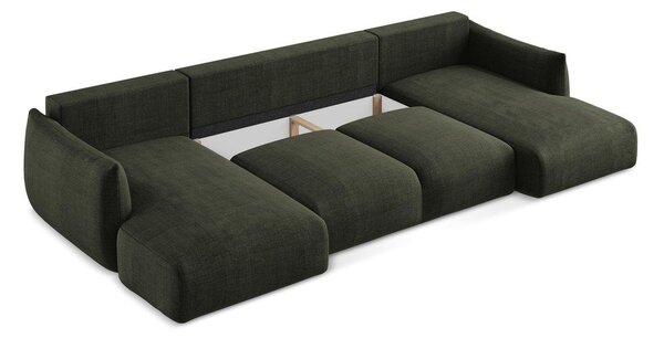 Divano angolare verde allungabile (a U) Leila – Makamii