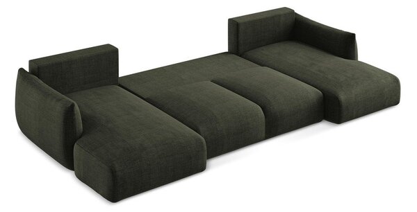 Divano angolare verde allungabile (a U) Leila – Makamii