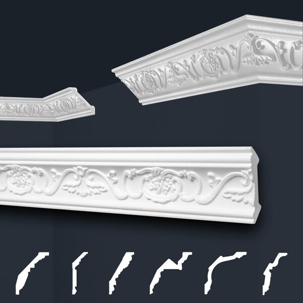 Stucchi in gesso bianco con motivo, pannelli in polistirene espanso sagomati, modanature per soffitti della serie "B" di Marbet