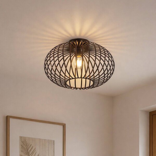 Plafoniera soffitto Rosalea Lindby, dimmerabile, Nero, Soggiorno / Sala da pranzo, Metallo, Moderno, Plafoniera