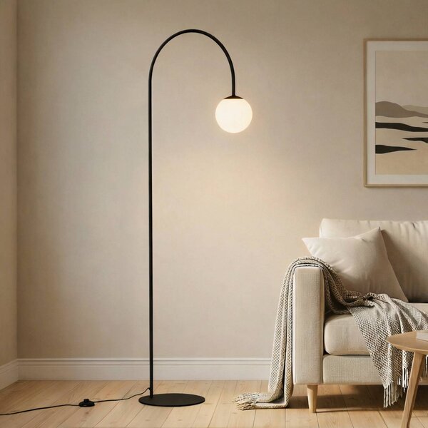 Lampada ad arco Nova Domiluce, Nero, Soggiorno / Sala da pranzo, Metallo, Moderno, Lampada da terra