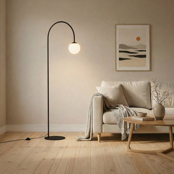 Lampada ad arco Nova Domiluce, Nero, Soggiorno / Sala da pranzo, Metallo, Moderno, Lampada da terra