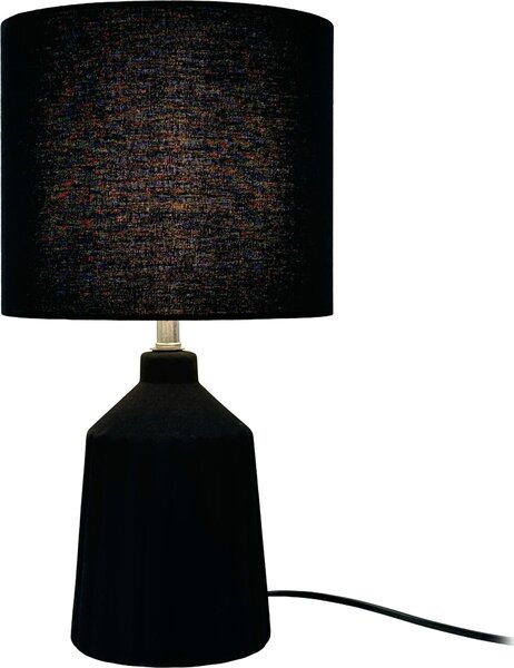 Lampada da tavolo Relaxdays, base in Vetroceramica decorata, paralume in tessuto, E14, A x P: 42 x 23 cm, lampada da comodino con cavo, nera