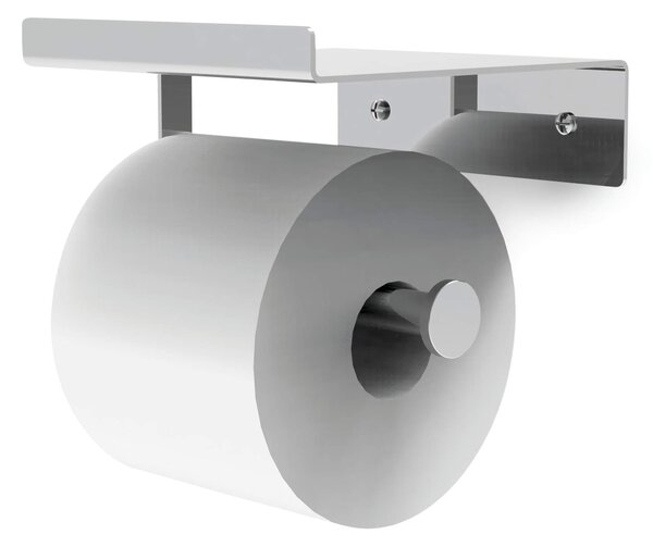 Portarotolo di carta igienica con Mensola in acciaio inox 304 linea LA PIANA dimensioni 14,5x14,3xh10,3 cm finitura Lucida made in italy