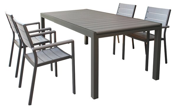 TRIUMPHUS - set tavolo in alluminio cm 180/240x100x73 h con 4 sedute
