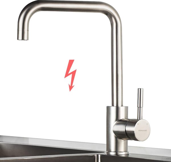Rubinetto per lavello da cucina in acciaio inossidabile, con bocca girevole a 360°