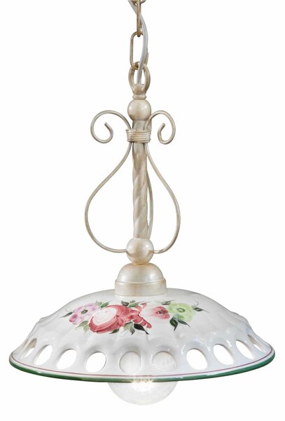 Sospensione a una lampada da interno in materiale Ceramico NAPOLI CLASSIC Diametro ? 33xh36 cm peso 3,3 kg - Attacco Lampada E 27 Vintage Tortora