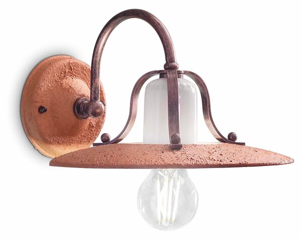 Applique da parete rustica con diffusore in ceramica decorato a mano BOLOGNA Dimensioni 24x30x h 17 cm peso 1,55 kg - Attacco Lampada E 27