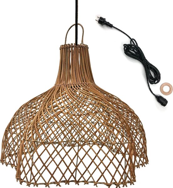 ARIA OUTDOOR CABLE lampada a sospensione da esterno in rattan naturale in stile bohémien lunghezza cavo 5m