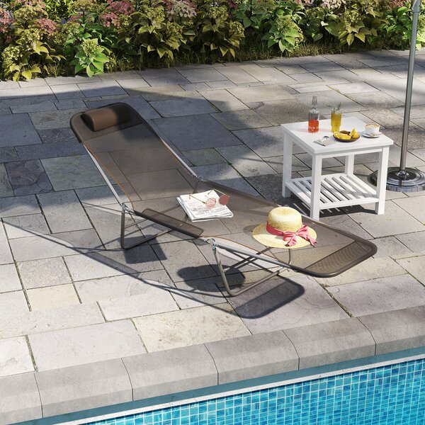 Outsunny lettino prendisole Sdraia da Giardino da terrazzo pieghevole arredamento giardino Lettino Reclinabile da Giardino Spiaggia Piscina Caffè