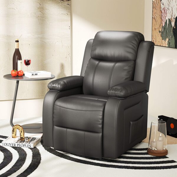 HOMCOM Poltrona Alzapersona con Telecomando, Poltrona Relax Reclinabile 160° e Poggiapiedi in Similpelle, 76x90x105cm, Nero|Aosom Italy