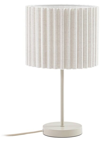 Lampada da tavolo Lindby Libbie, altezza 45 cm, lino, color crema, E27