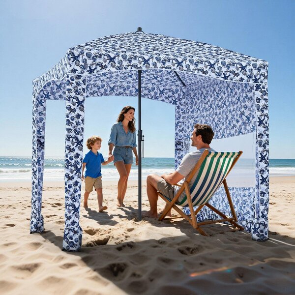 Cabana da spiaggia - Gazebo da spiaggia/tenda da spiaggia - Dimensioni 183 x 183 cm - Protezione UV UPF 50+ - Parete laterale - Sacchi di sabbia - Resistente al vento - Portatile