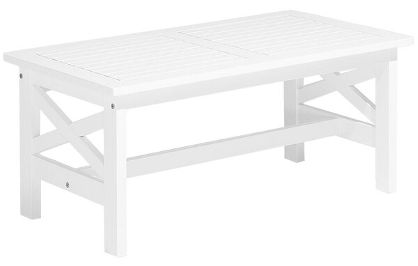 Tavolo da giardino rettangolare in legno di acacia bianco 100 x 55 cm Beliani