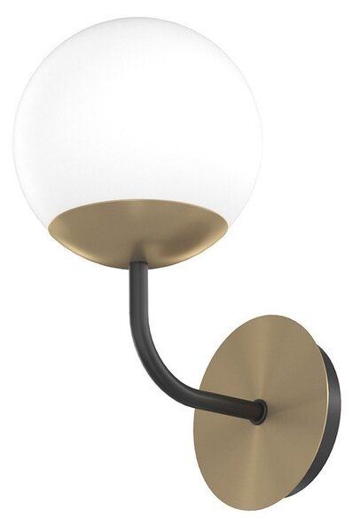 Applique Moderna Clear Metallo Nero E Ottone Vetro Bianco 1 Luce E27