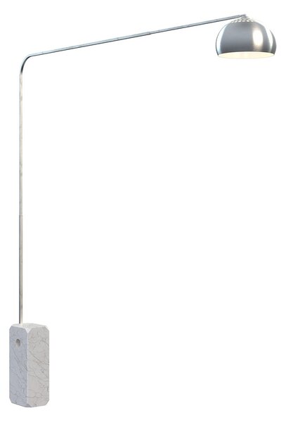 Piantana Contemporanea Corner Marmo Bianco Metallo Cromo 1 Luce E27