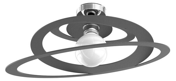 Plafoniera Industrial-Minimal Bungee Metallo Antracite 1 Luce E27 D50Cm