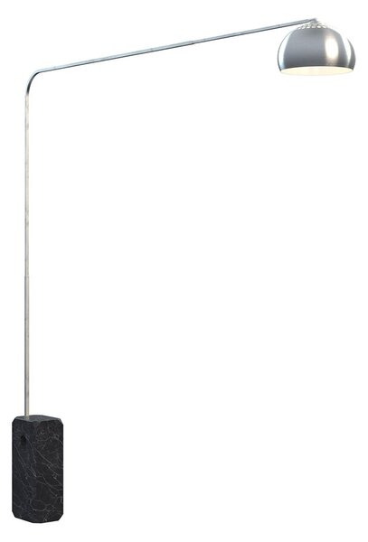 Piantana Contemporanea Corner Marmo Nero Metallo Cromo 1 Luce E27