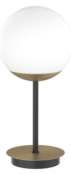 Abatjour Moderno Clear Metallo Nero E Ottone Vetro Bianco 1 Luce E27