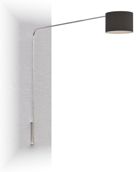 Piantana Contemporanea Corner Metallo Cromo Tessuto Nero 1 Luce E27