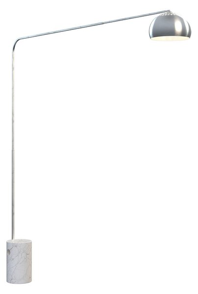 Piantana Contemporanea Corner Marmo Alto Bianco Metallo Cromo 1 Luce E27