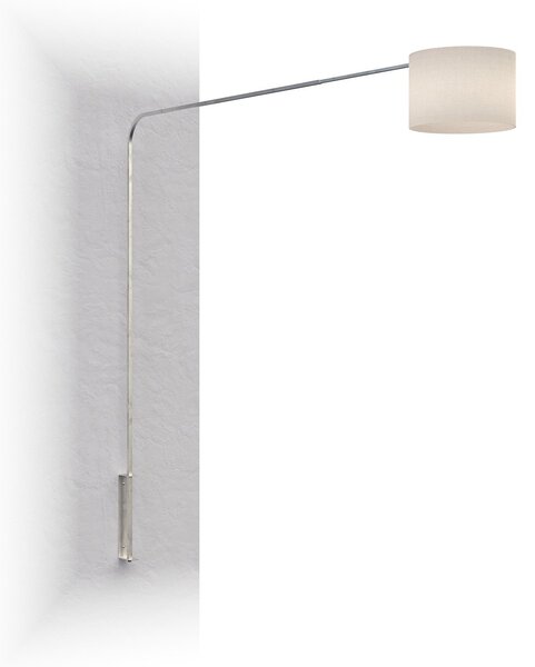 Piantana Contemporanea Corner Metallo Cromo Tessuto Bianco 1 Luce E27