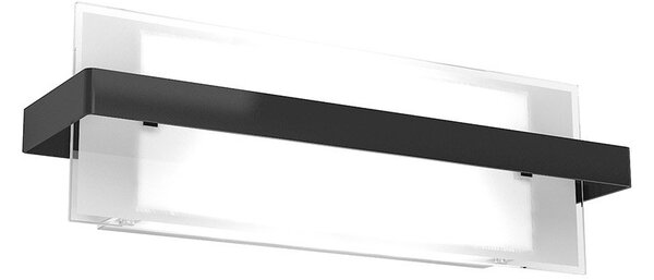 Applique Industrial-Minimal Cross Metallo Nero Vetro Bianco 2 Luci E27 44Cm