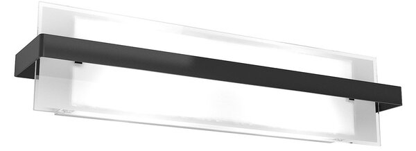 Applique Industrial-Minimal Cross Metallo Nero Vetro Bianco 2 Luci E27 60Cm