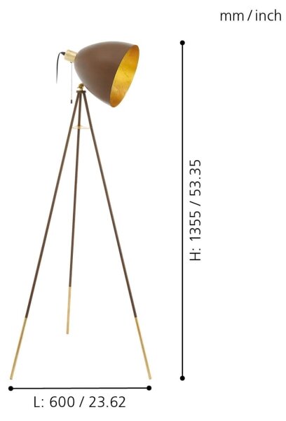 Eglo 49519 - Lampada da terra CHESTER 1 1xE27/60W/230V