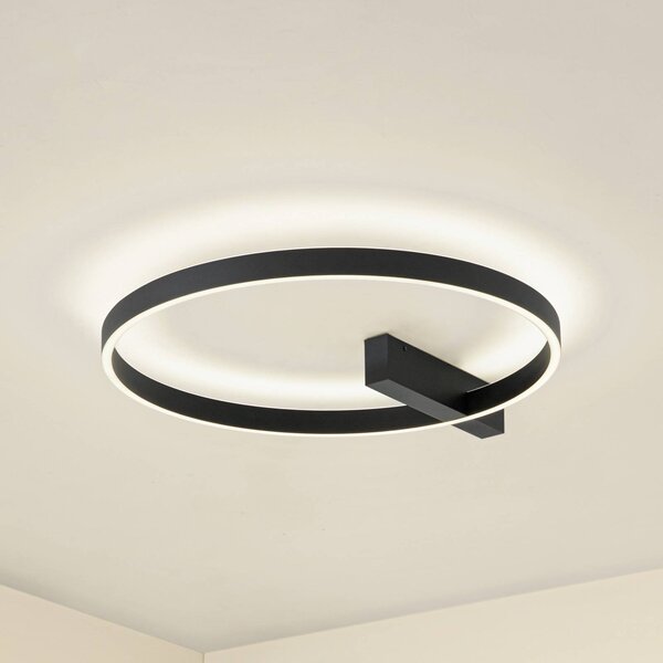 Plafoniera a LED Isalin Lucande, dimmerabile, Nero, Soggiorno / Sala da pranzo, Alluminio, Moderno, Plafoniera LED
