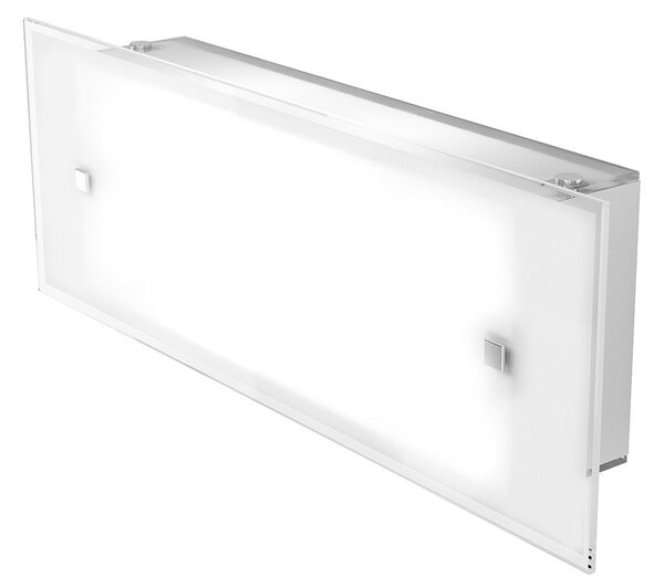 Applique Contemporanea Brick Metallo Bianco Vetro Satinato 2 Luci E27 42Cm