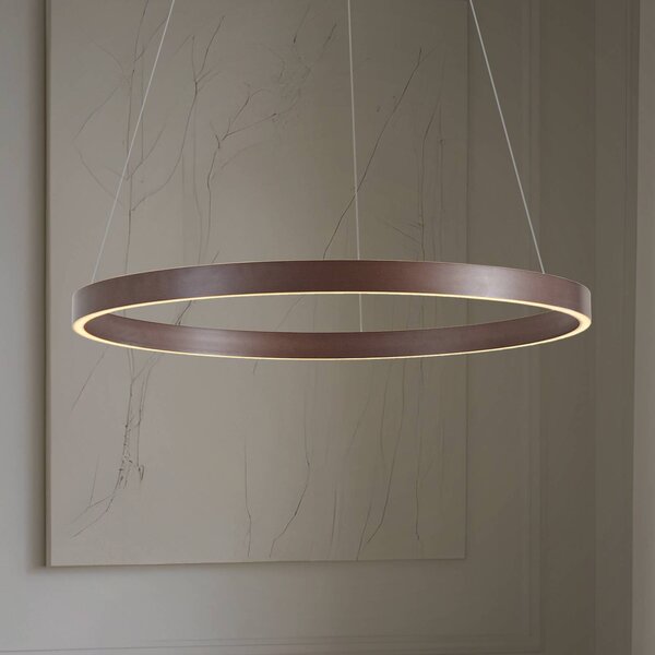 Lucande lampada LED a sospensione Yonam, Ø 80 cm, 1 luce, marrone, CCT Yonam Lucande, dimmerabile, Marrone / Ruggine, Soggiorno / Sala da pranzo, Metallo, Moderno