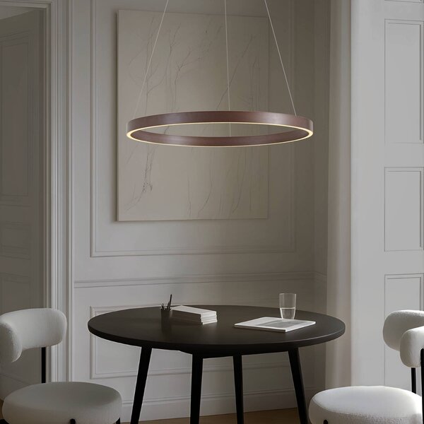 Lucande lampada LED a sospensione Yonam, Ø 80 cm, 1 luce, marrone, CCT Yonam Lucande, dimmerabile, Marrone / Ruggine, Soggiorno / Sala da pranzo, Metallo, Moderno