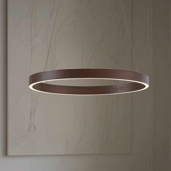 Lucande Lampada a sospensione LED Yonam, Ø 60 cm, 1 luce, marrone, CCT Yonam Lucande, dimmerabile, Marrone / Ruggine, Soggiorno / Sala da pranzo, Metallo, Moderno