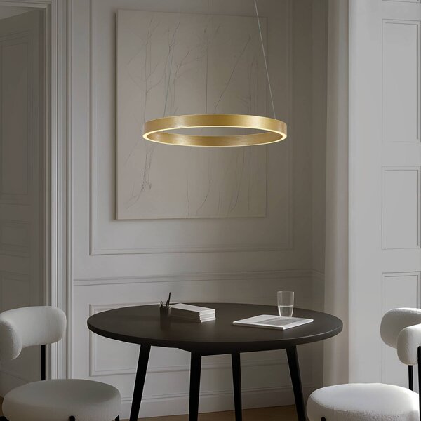 Lucande Lampada a sospensione LED Yonam, Ø 60 cm, 1 luce, oro, CCT Yonam Lucande, dimmerabile, Ottone / Oro, Soggiorno / Sala da pranzo, Metallo, Moderno