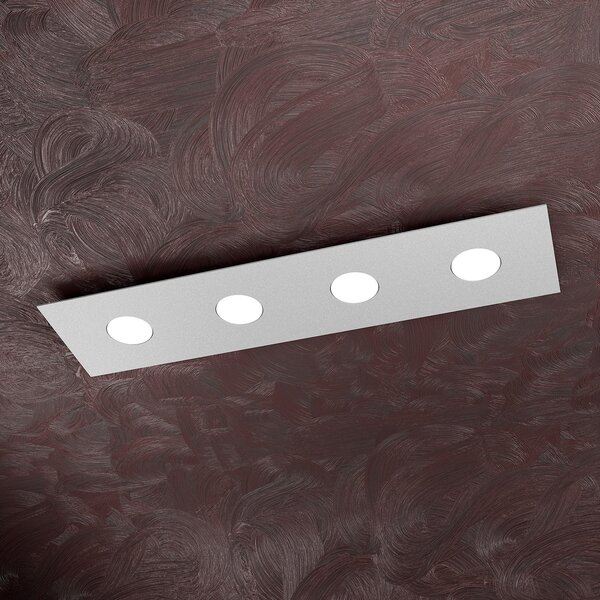 Plafoniera Moderna Rettangolare Area Metallo Grigio 4 Luci Gx53