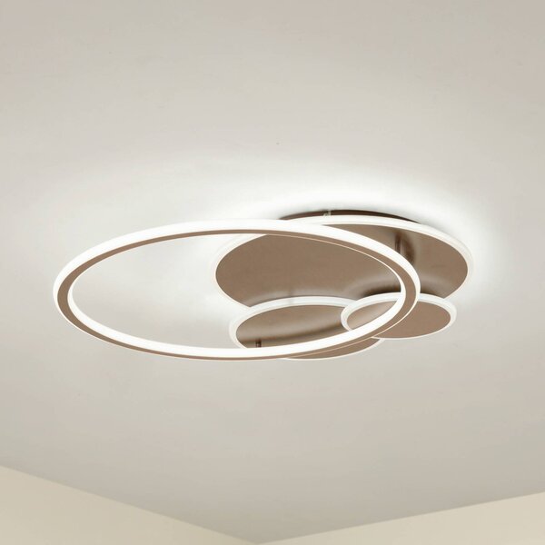 Plafoniera soffitto Circulo Lucande, dimmerabile, Marrone / Ruggine, Soggiorno / Sala da pranzo, Metallo, Moderno, Plafoniera