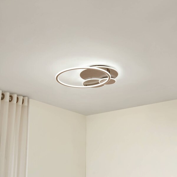 Plafoniera soffitto Circulo Lucande, dimmerabile, Marrone / Ruggine, Soggiorno / Sala da pranzo, Metallo, Moderno, Plafoniera