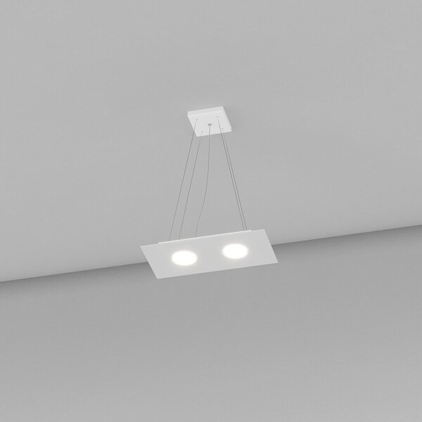 Lampadario Moderno Rettangolare Area Metallo Bianco 2 Luci Gx53