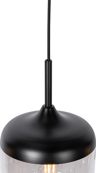 Lampada a sospensione di design nera con vetro oro e fumé 4 luci - Kyan