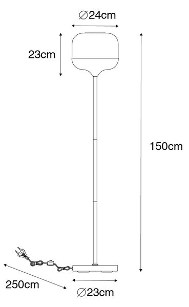 Lampada da terra di design nera con vetro oro e fumé - Kyan