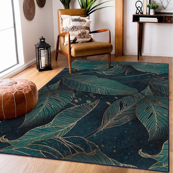 Tappeto color petrolio lavabile 120x180 cm Midnight Jungle – Mila Home